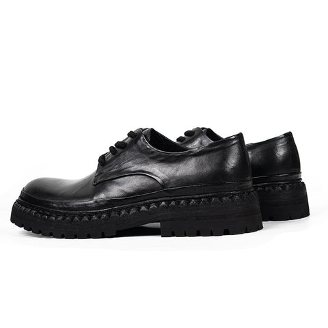 メンズ プラットフォーム ダービーシューズ ホースハイド