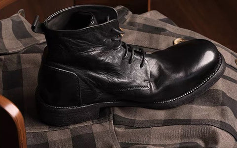 Men's Distressed Leather Service Boots