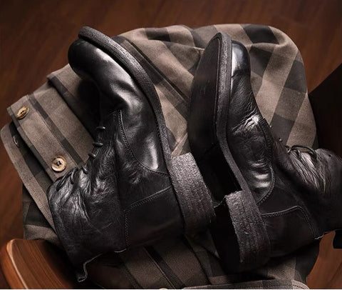 Men's Distressed Leather Service Boots