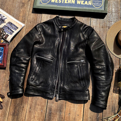Men's Biker Leather Jacket Sheepskin