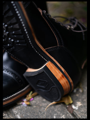 Men's Combat Boots, Black Cowhide