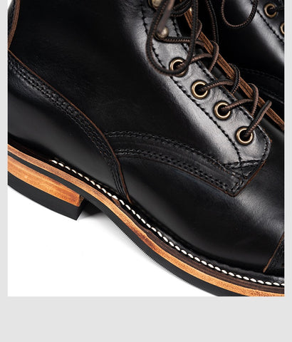 Men's Combat Boots, Black Cowhide
