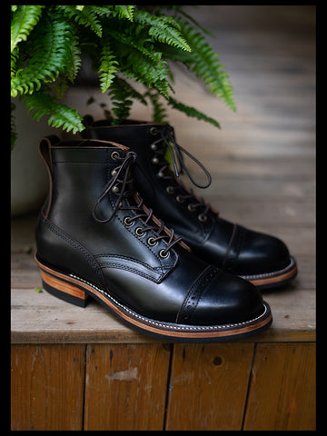 Men's Combat Boots, Black Cowhide