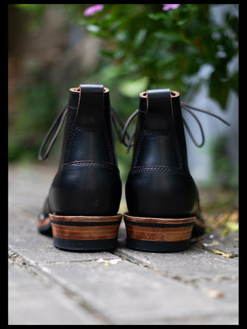 Men's Combat Boots, Black Cowhide