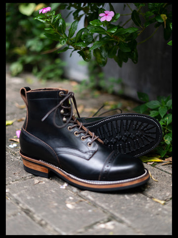 Men's Combat Boots, Black Cowhide