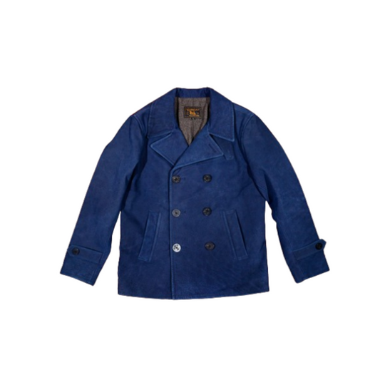 Manteau bleu marine 740 en cuir de vache pour homme