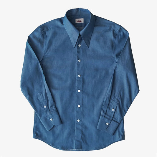 Men's Blue Pointed Collar Shirt