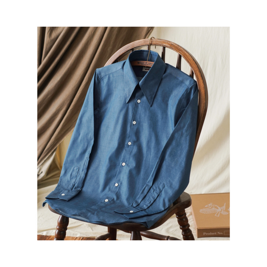 Men's Blue Pointed Collar Shirt