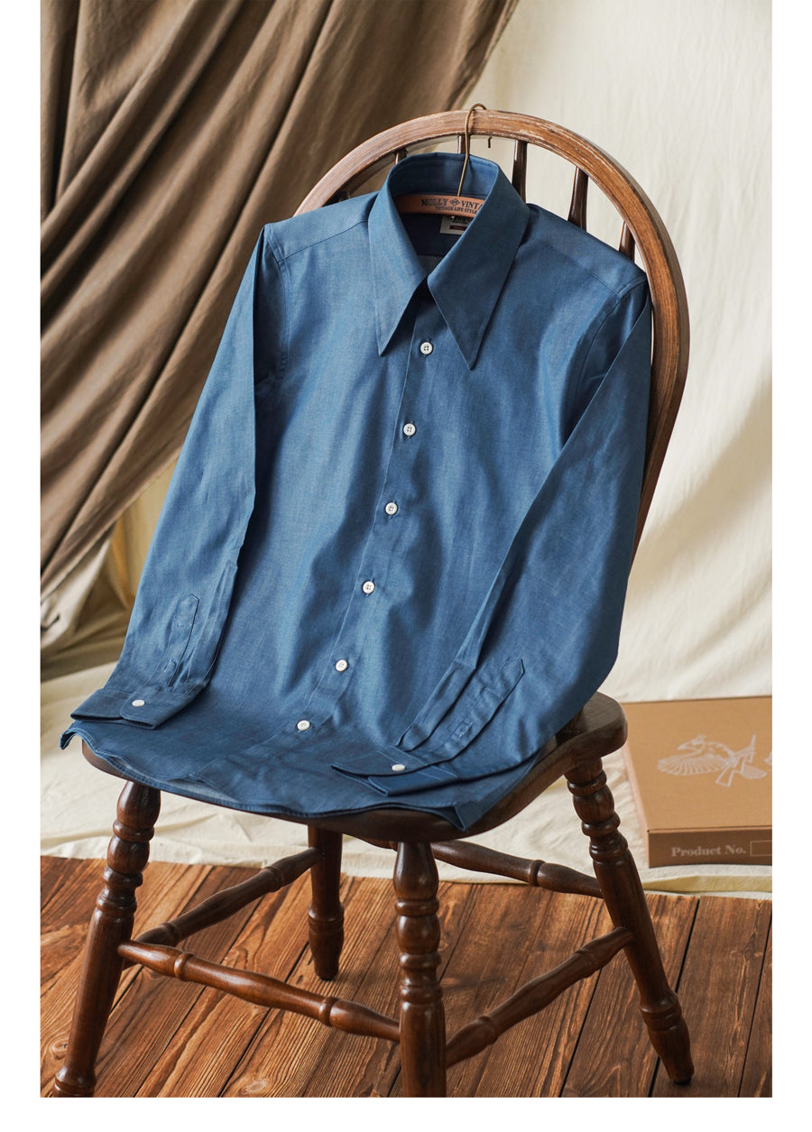 Chemise bleue à col pointu pour homme