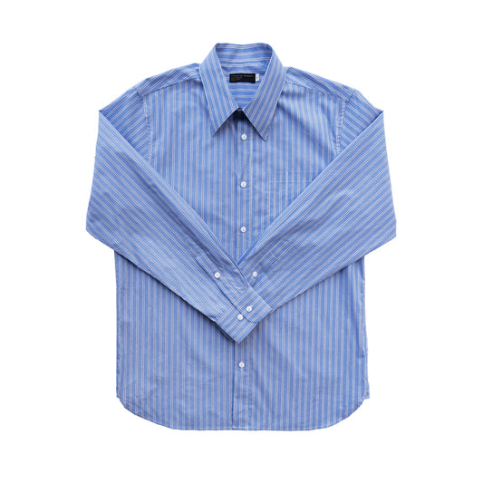 Men's Blue Striped Pointed Collar Shirt