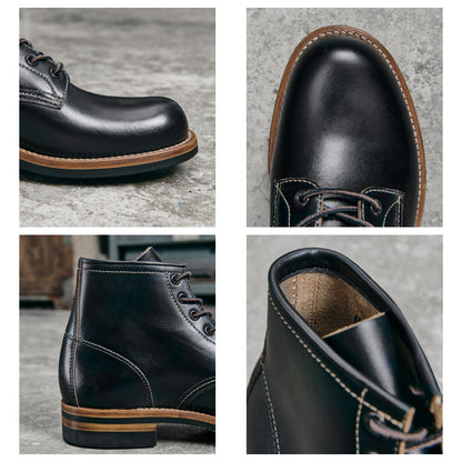 Broad Round Toe Derby Boots