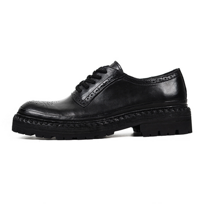 Men's Platform Brogue Derby Shoes Horsehide