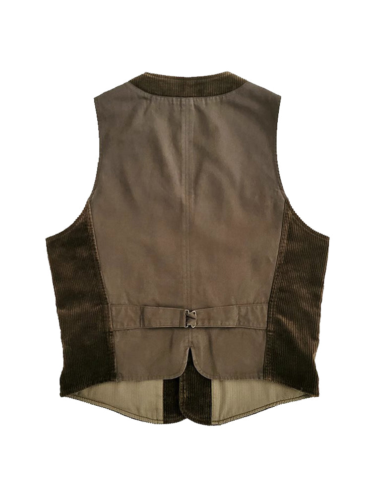 Men's Corduroy V-neck Vest