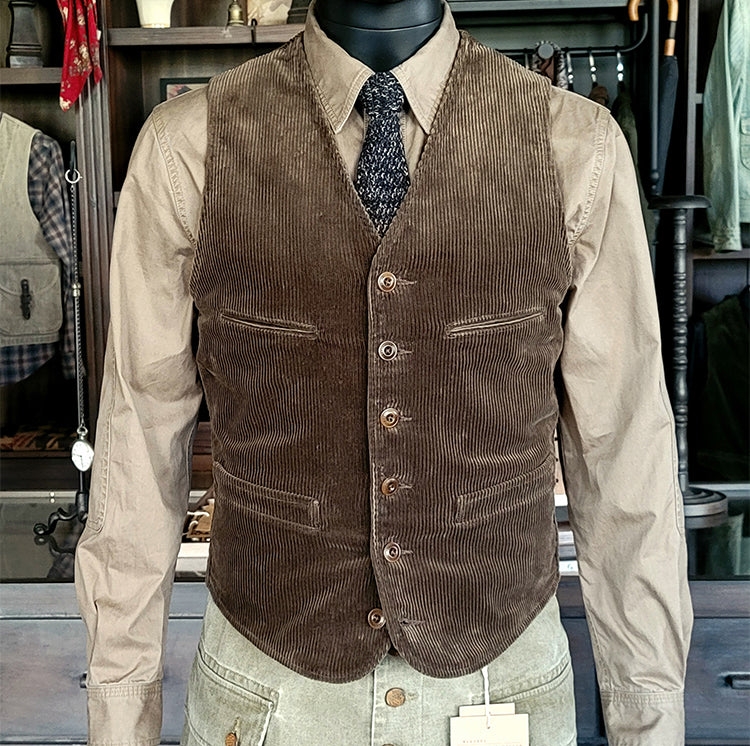 Men's Corduroy Vneck Vest Crush on Retro