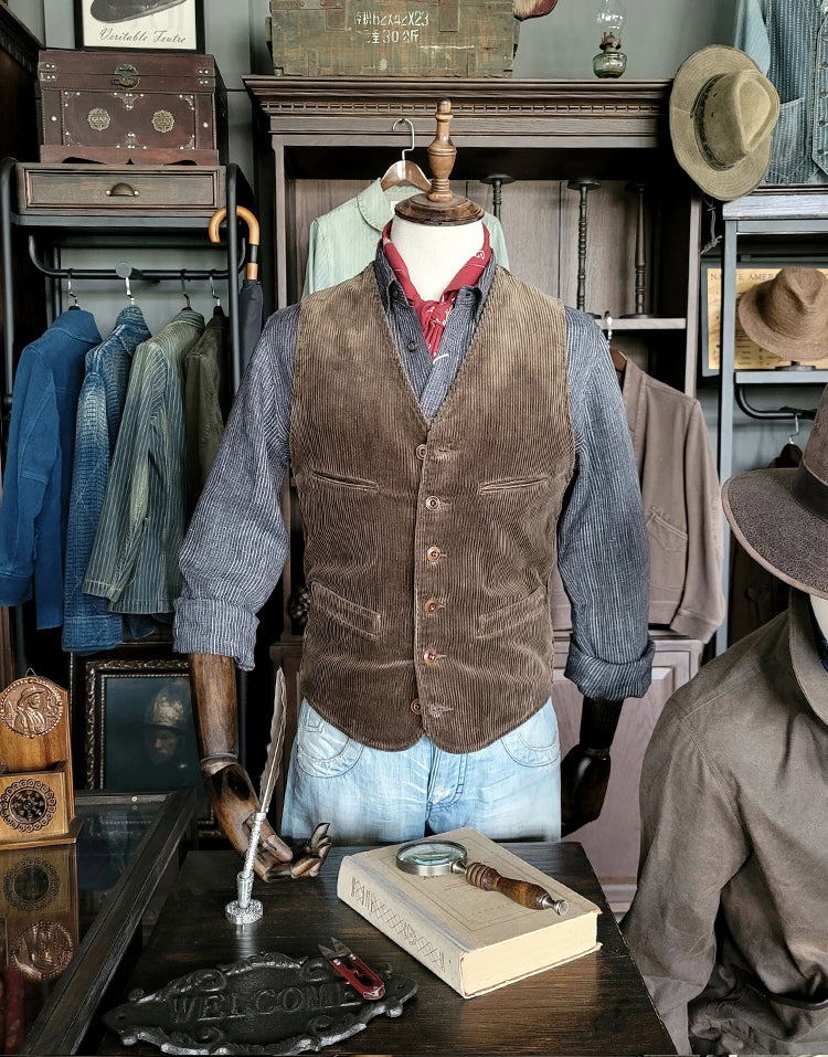 Men's Corduroy V-neck Vest