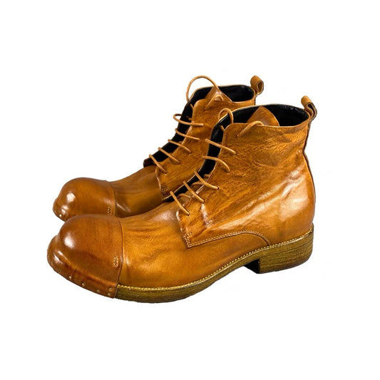 Men's Distressed Rivets Leather Service Boots