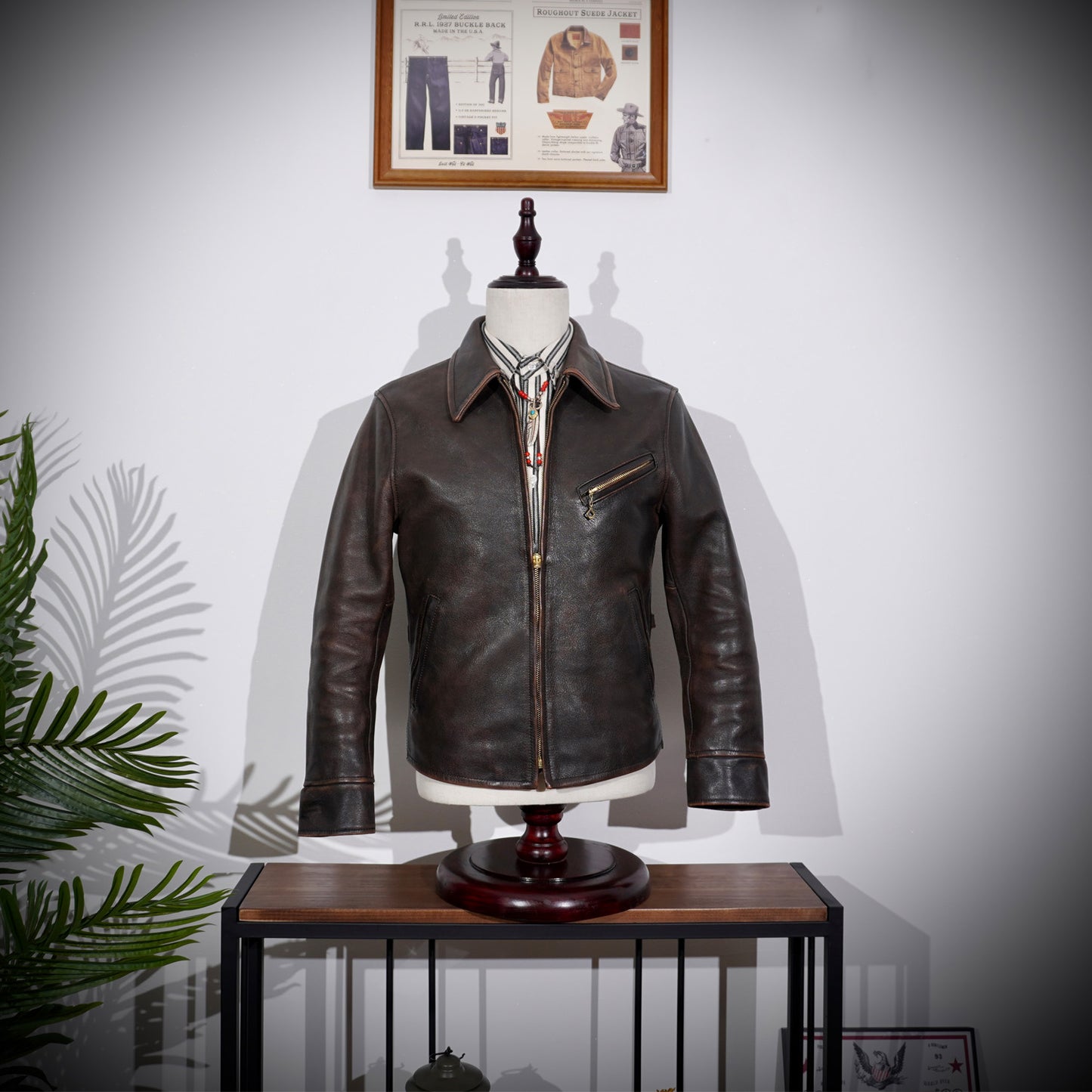 1930s Sports Leather Jacket Red Brown