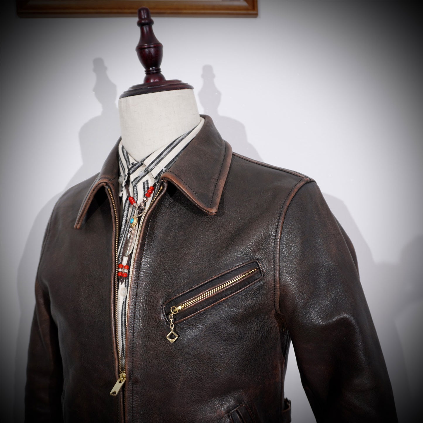 1930s Sports Leather Jacket Red Brown
