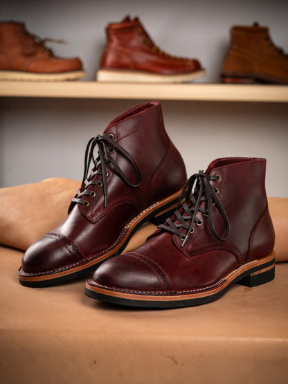 Bottes de service en cuir bordeaux pour hommes