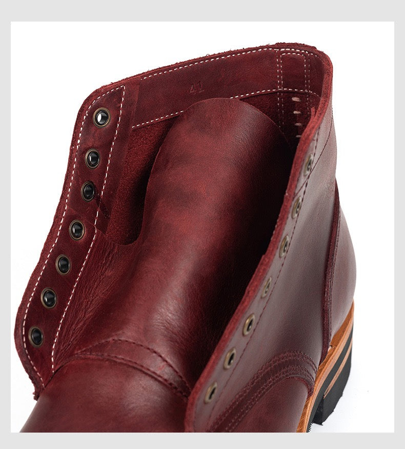 Bottes de service en cuir bordeaux pour hommes