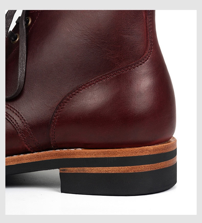 Bottes de service en cuir bordeaux pour hommes