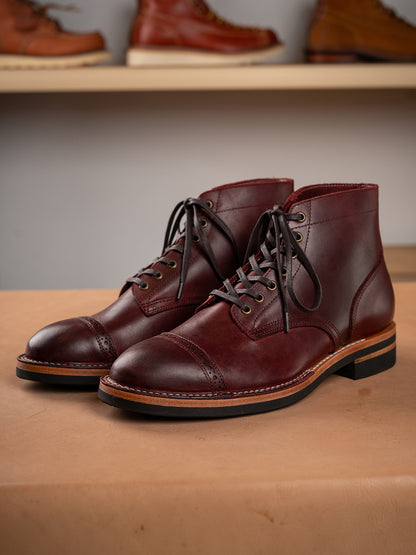 Bottes de service en cuir bordeaux pour hommes