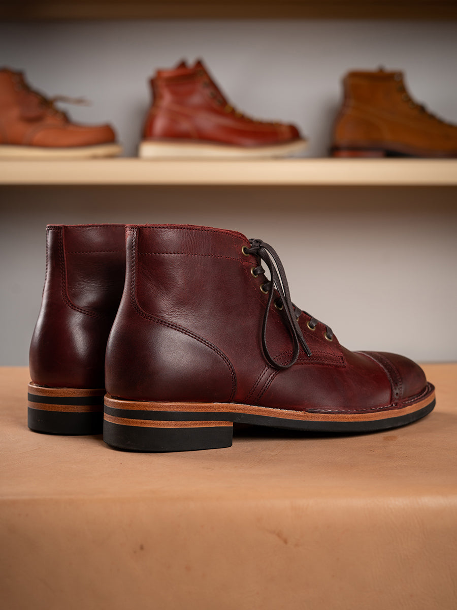 Bottes de service en cuir bordeaux pour hommes