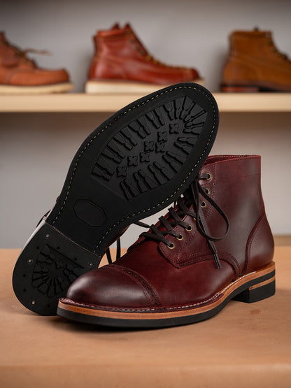 Bottes de service en cuir bordeaux pour hommes