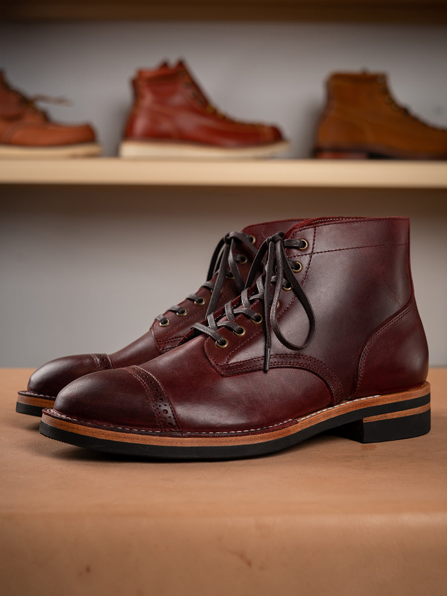 Bottes de service en cuir bordeaux pour hommes