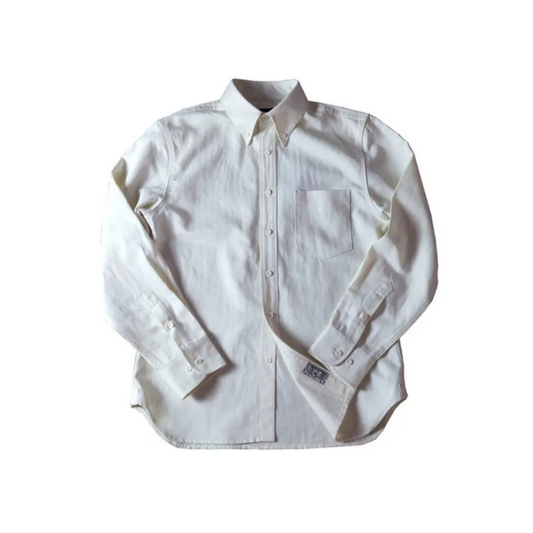 Button Down Collar Herringbone Shirt 