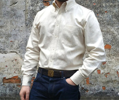 Men's Button Down Collar Herringbone Shirt