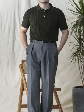 Men's Cable Jacquard Polo Shirt