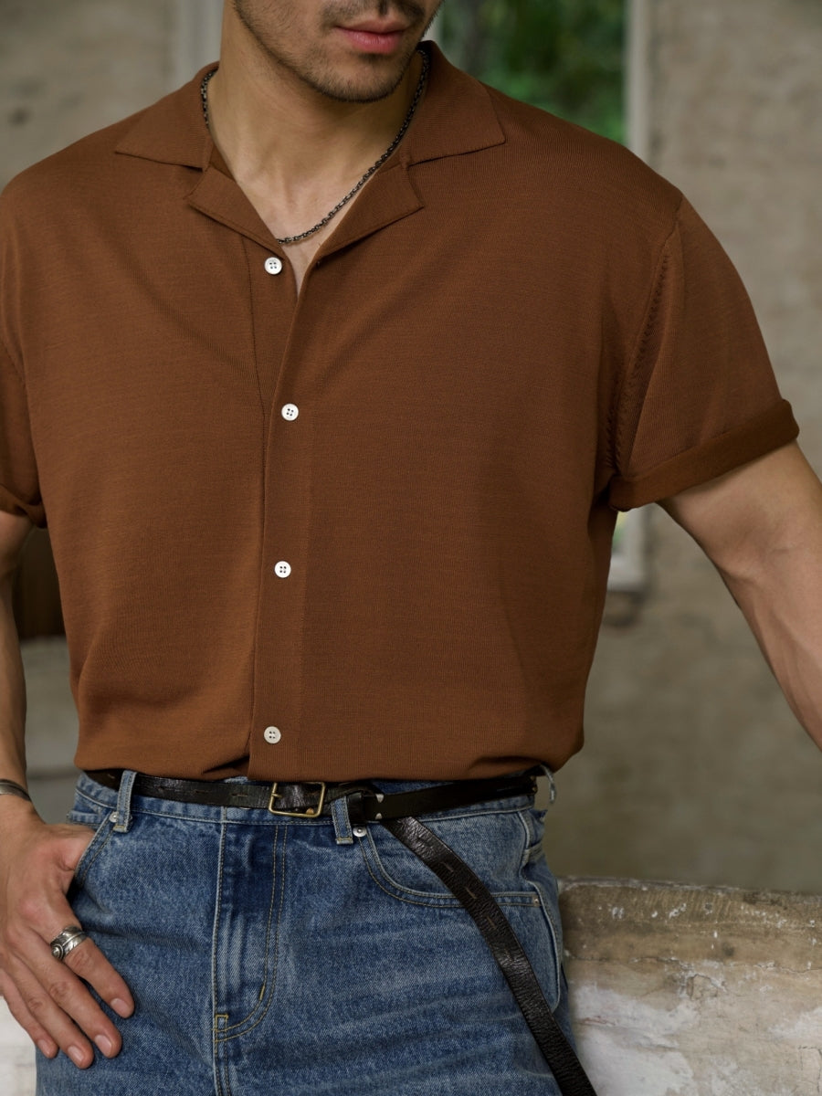 Men's Camp Collar Shirt Short Sleeves