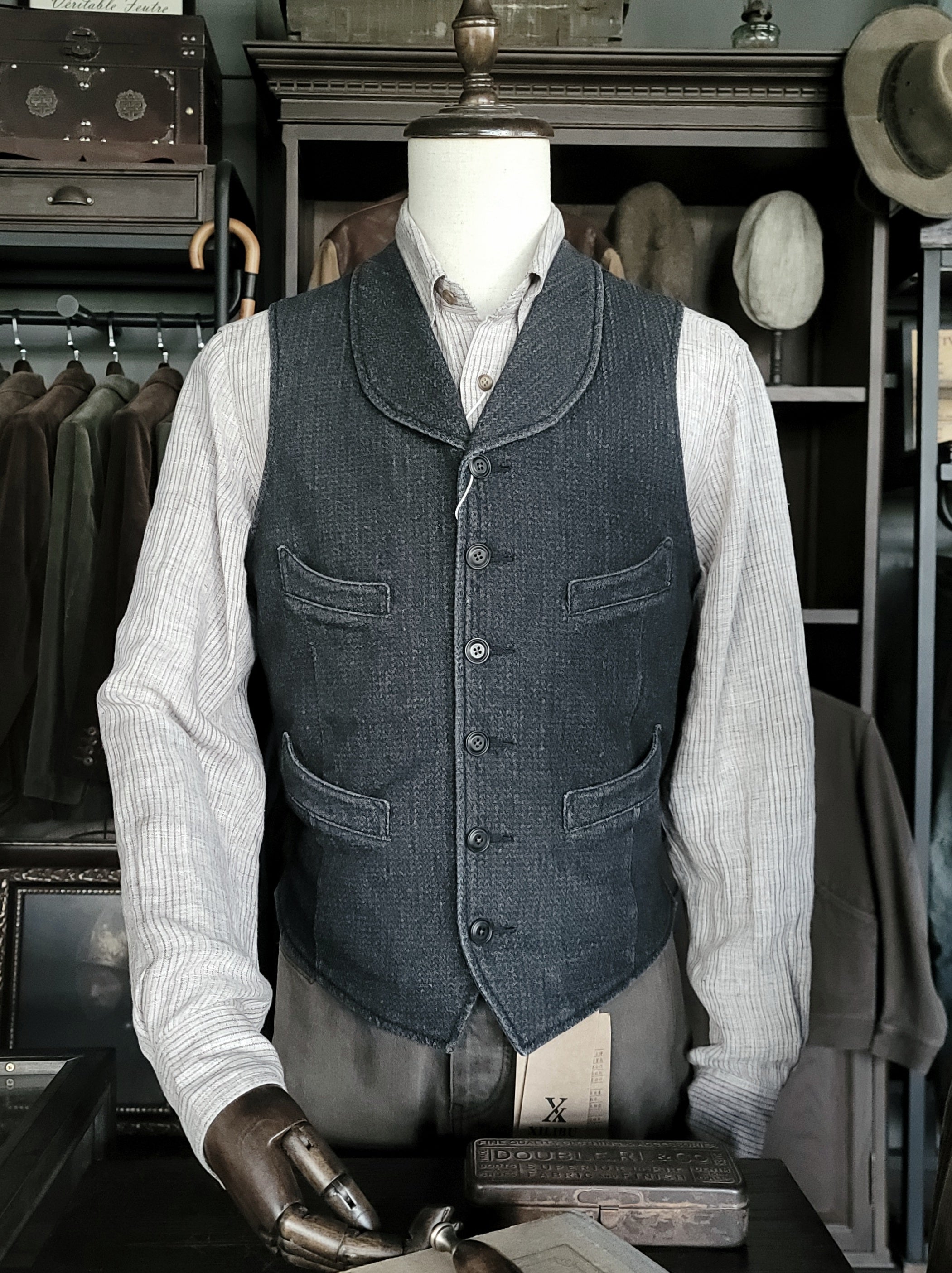 Men s Charcoal Shawl Collar Vest M Charcoal Black