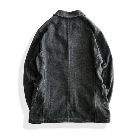 メンズ ディストレスト ノッチラペル サックスーツ