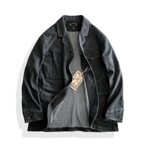 メンズ ディストレスト ノッチラペル サックスーツ