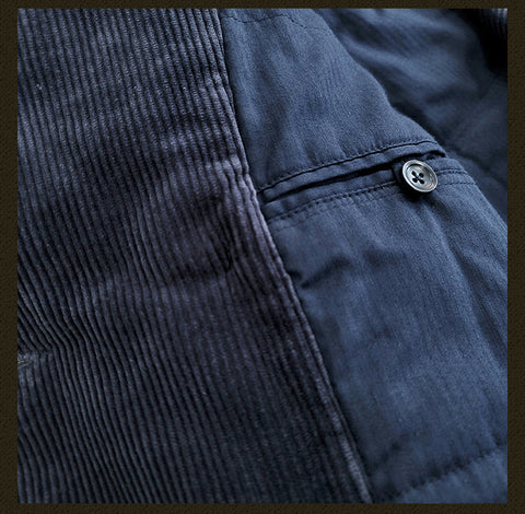 Men's Navy Corduroy Double Breasted Pilot Jacket