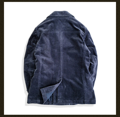 Men's Navy Corduroy Double Breasted Pilot Jacket