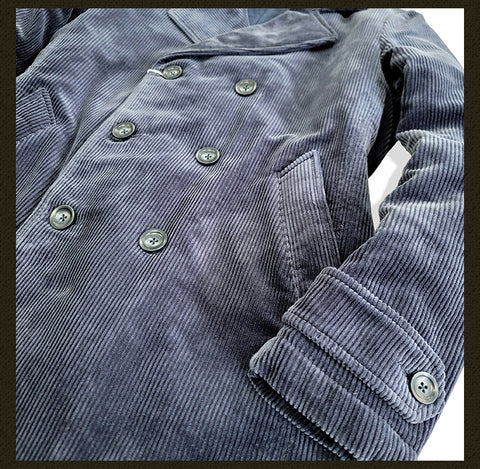 Men's Navy Corduroy Double Breasted Pilot Jacket