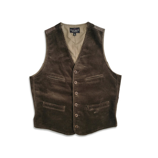 Gilet col V en velours côtelé pour homme