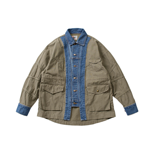 Veste patchwork en jean pour homme