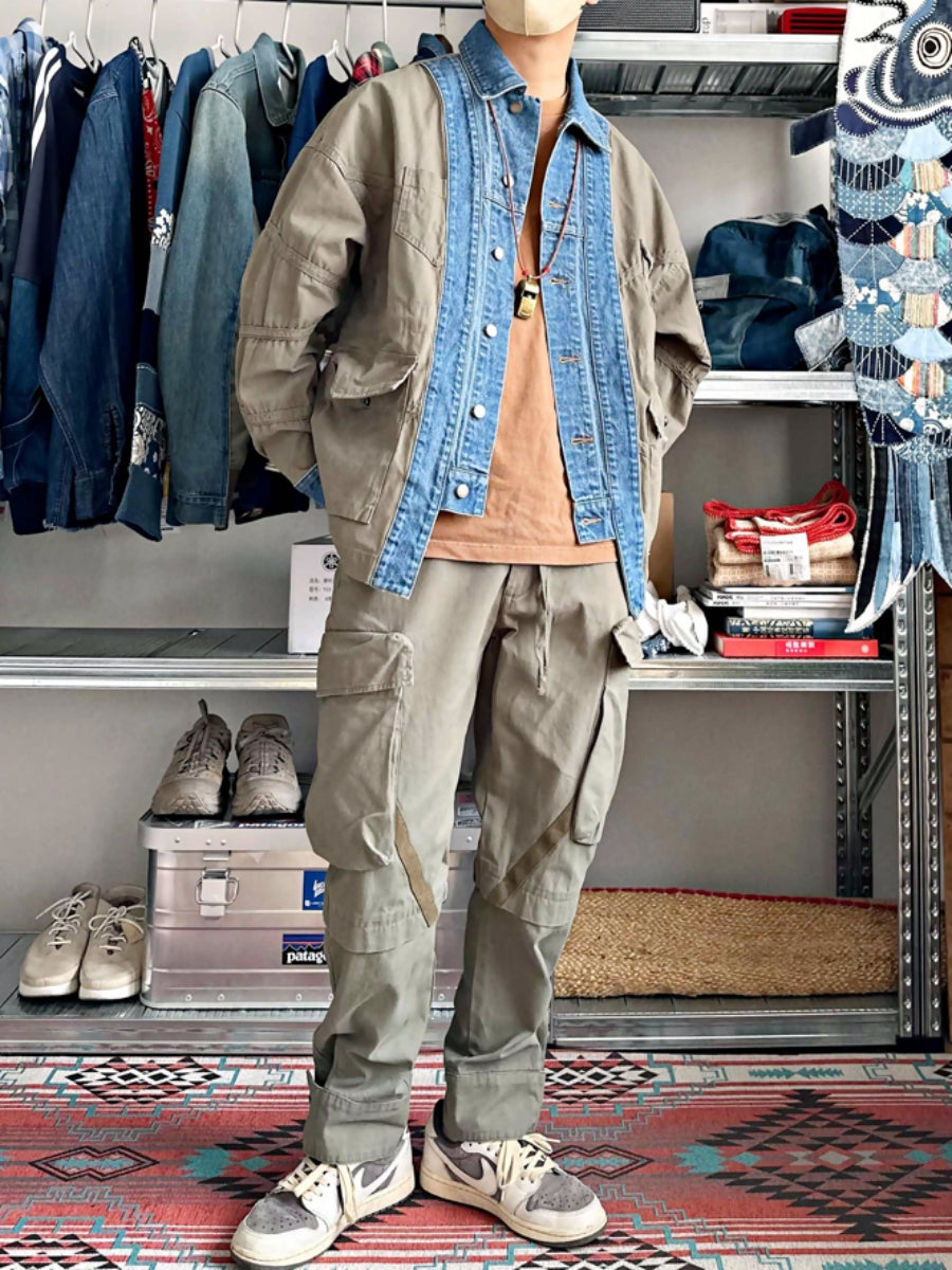 Veste en jean patchwork homme sale