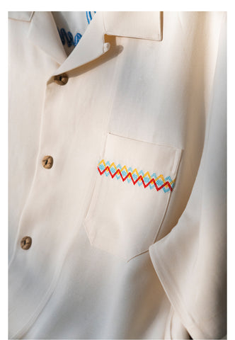 Chemise à col cubain avec broderie cactus pour homme