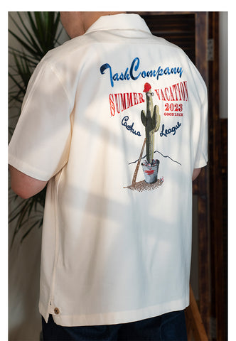 Chemise à col cubain avec broderie cactus pour homme