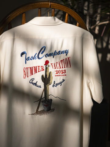 Chemise à col cubain avec broderie cactus pour homme