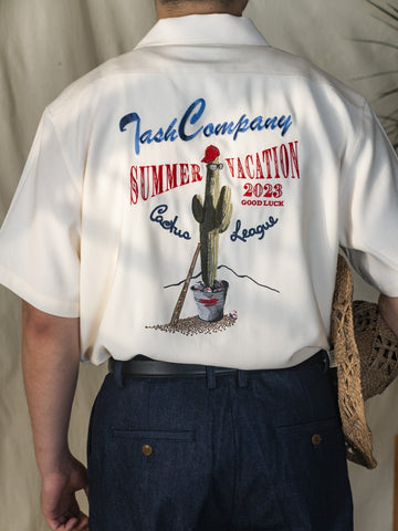 Chemise à col cubain avec broderie cactus pour homme