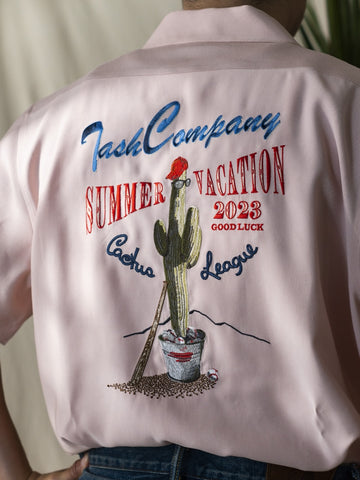 Chemise à col cubain avec broderie cactus pour homme