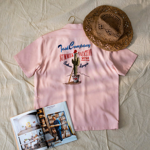 Chemise à col cubain avec broderie cactus pour homme