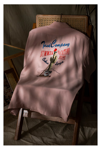 Chemise à col cubain avec broderie cactus pour homme