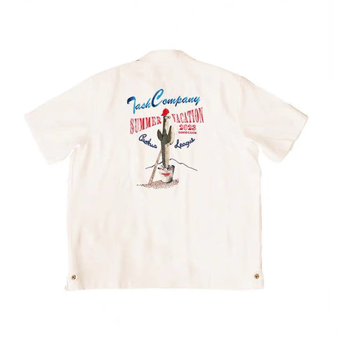 Chemise à col cubain avec broderie cactus pour homme